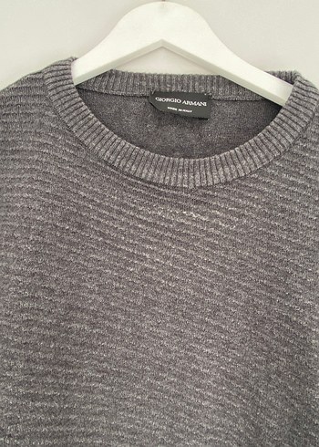 Gri Erkek gorgio Armanı pamuklu Triko Kazak - Görsel 3