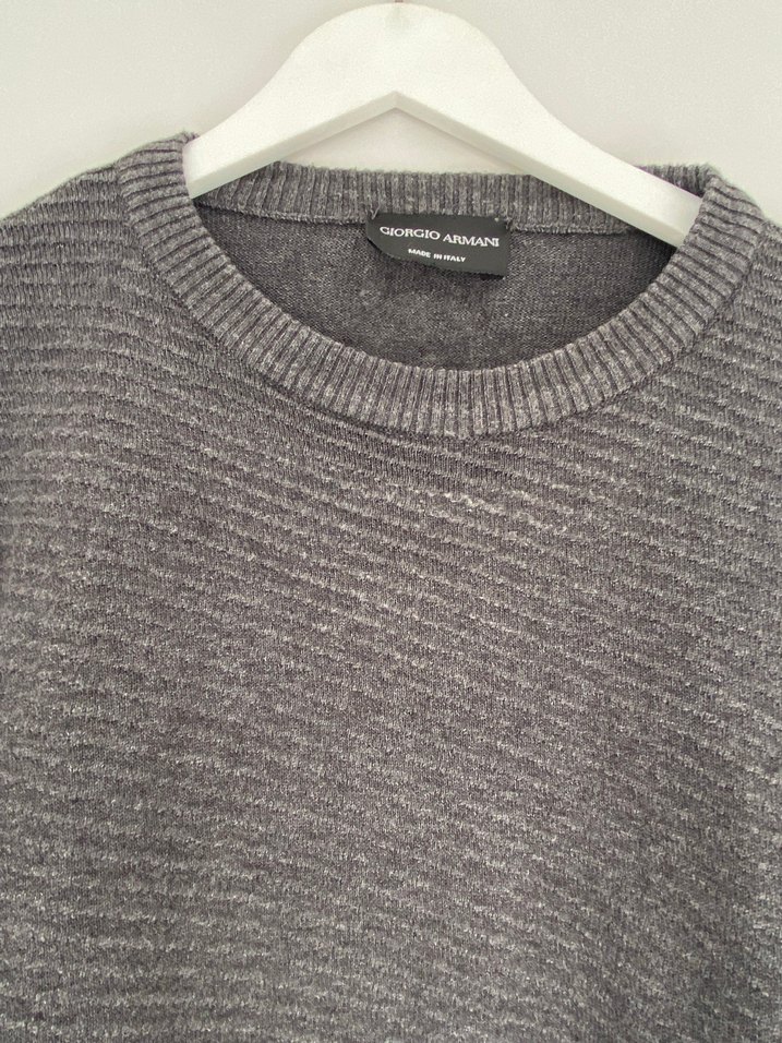 Gri Erkek gorgio Armanı pamuklu Triko Kazak - Görsel 3