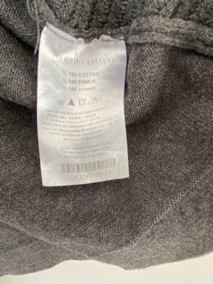 Gri Erkek gorgio Armanı pamuklu Triko Kazak - Görsel 4