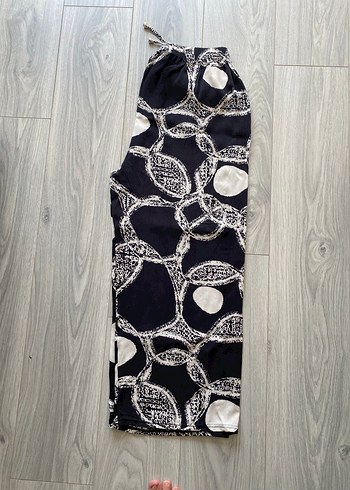 Siyah desenli Geniş kesim pamuklu Pantolon - Görsel 2