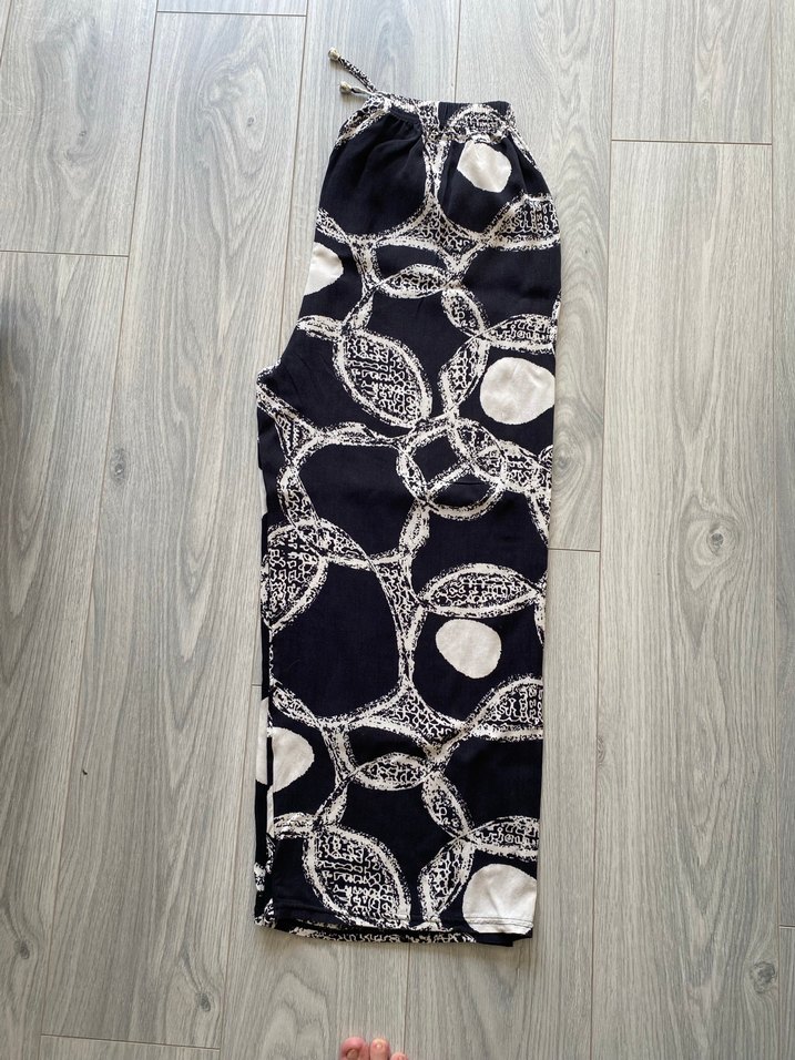 Siyah desenli Geniş kesim pamuklu Pantolon - Görsel 2