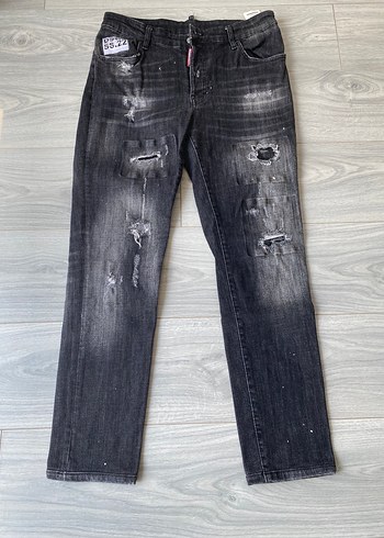 DSquared2 Dsquared 2 Koyu Gri Yirtik Detayli Jean