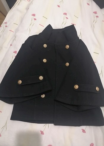 Düğmeli Siyah Kadın Midi kaban - Görsel 9