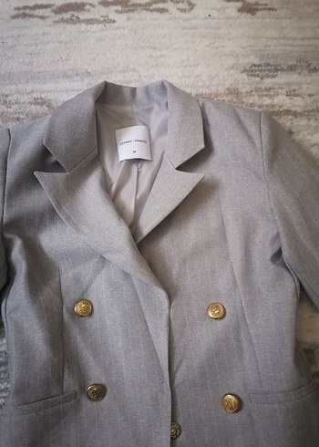 Düğmeli Gri Kadın Blazer Ceket - Görsel 2