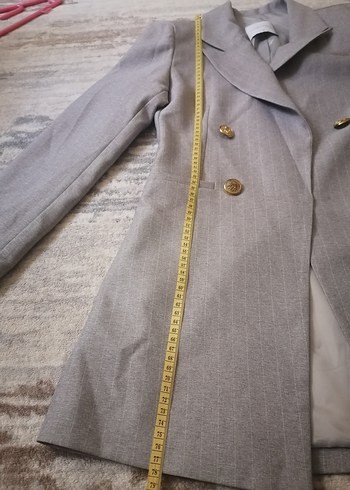 Düğmeli Gri Kadın Blazer Ceket - Görsel 4