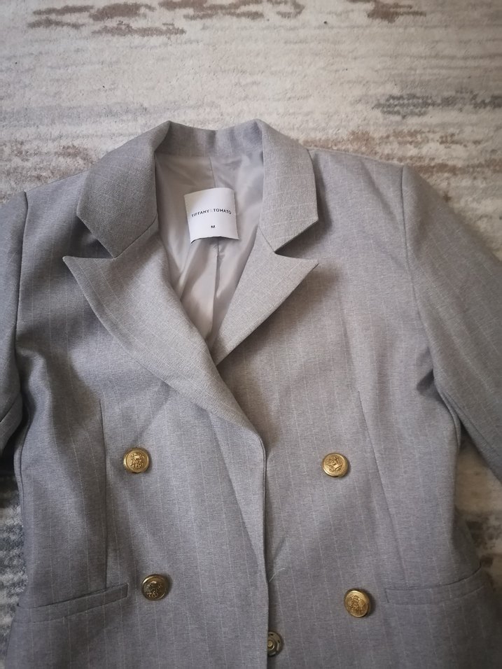 Düğmeli Gri Kadın Blazer Ceket - Görsel 2