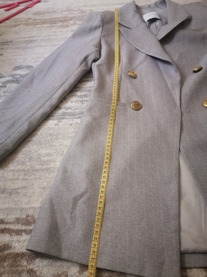 Düğmeli Gri Kadın Blazer Ceket - Görsel 4