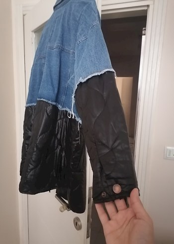 Kadın Mavi Düğmeli Denim Ceket - Görsel 4