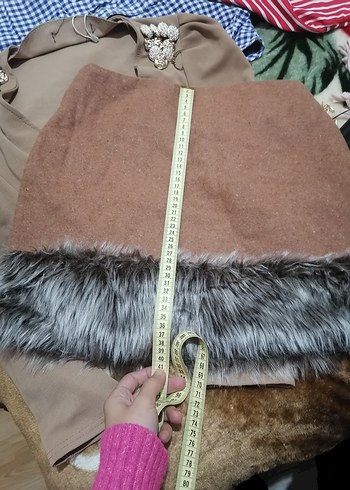 Gri Kürk Detaylı kısa etek - Görsel 2