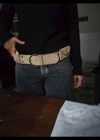 Bej Deri Kadın hakiki deri Kemer - Görsel 4