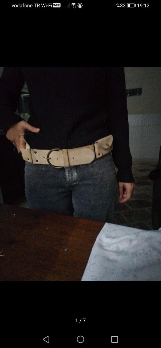 Bej Deri Kadın hakiki deri Kemer - Görsel 4