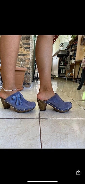 38 Beden mavi Renk Vintage Terlik