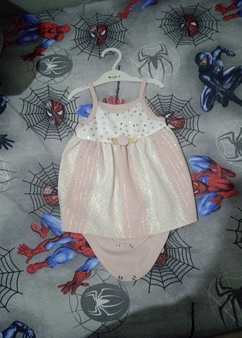 Kız Çocuk Pudra Dantelli Askılı Elbise - Görsel 3