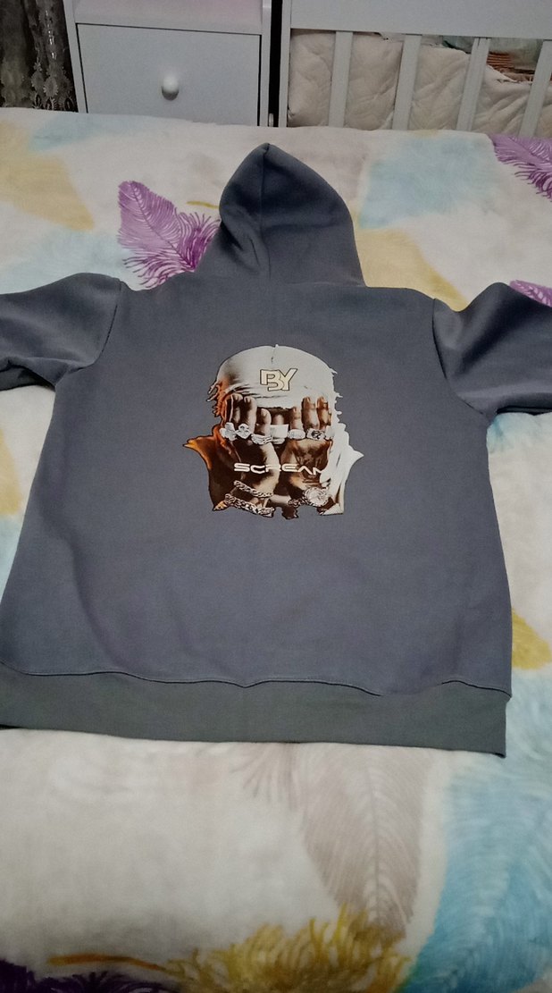 Gri Kapüşonlu Rahat Kesim Sweatshirt kışlık polar takım - Görsel 4