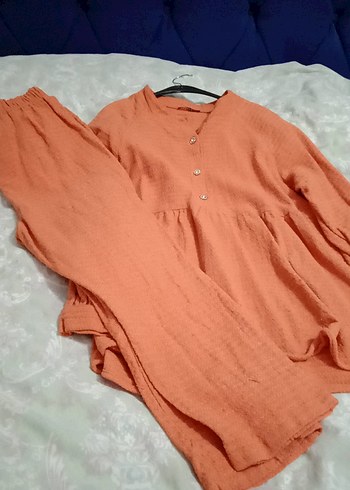 Bol Kesim Keten Hamile Bluz pantolon takım - Görsel 2