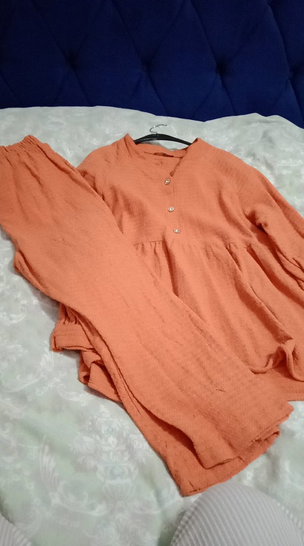 Bol Kesim Keten Hamile Bluz pantolon takım - Görsel 2