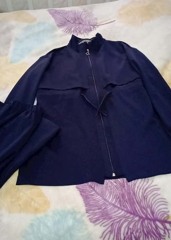 Kadın Lacivert Mini Fermuarlı Ceket pantolon pantolon - Görsel 2