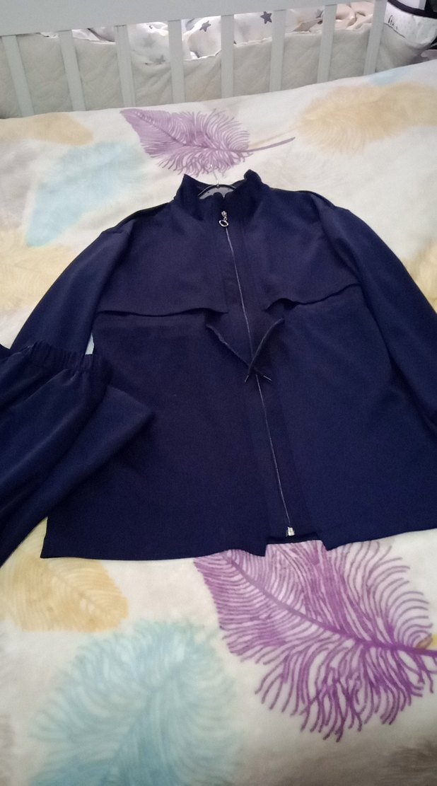 Kadın Lacivert Mini Fermuarlı Ceket pantolon pantolon - Görsel 2