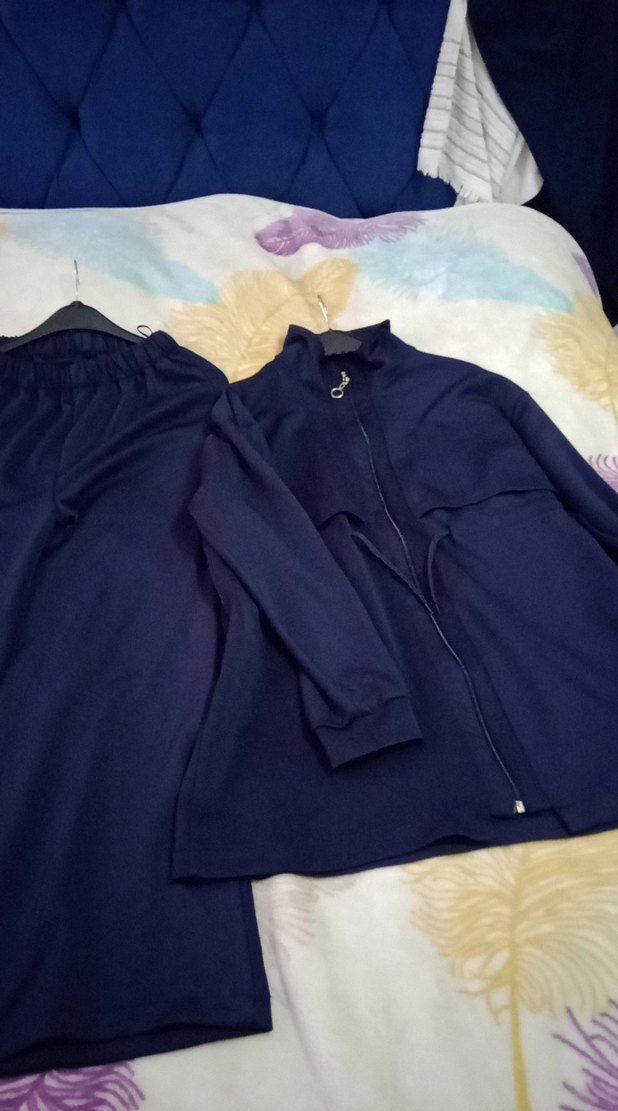 Kadın Lacivert Mini Fermuarlı Ceket pantolon pantolon - Görsel 3