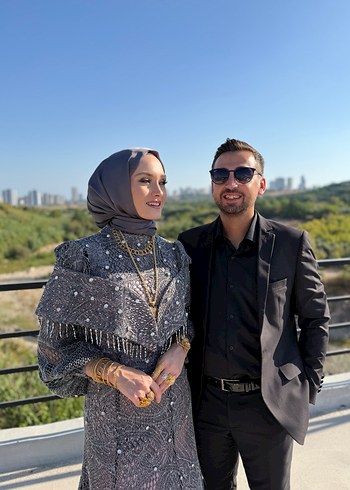 Alfabeta Drapeli Gri Uzun Kol Elbise