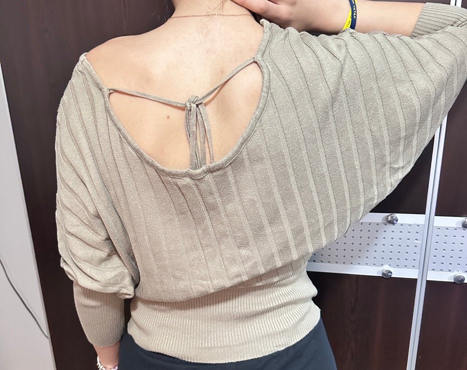 Bej Triko Kadın Uzun Kollu Bluz - Görsel 2