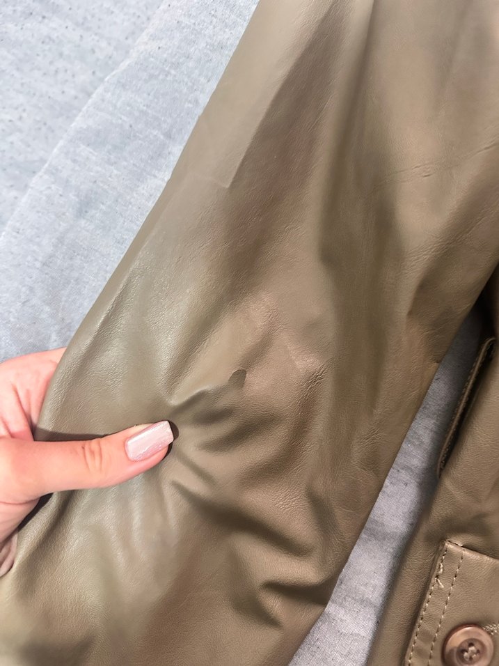 Bej Düğmeli Deri Kadın Ceket - Görsel 2
