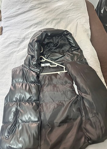 Kadın Deri Kapüşonlu Şişme Yelek - Görsel 2