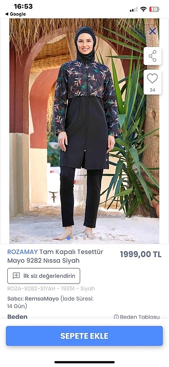 Tam tesettür haşema takımı