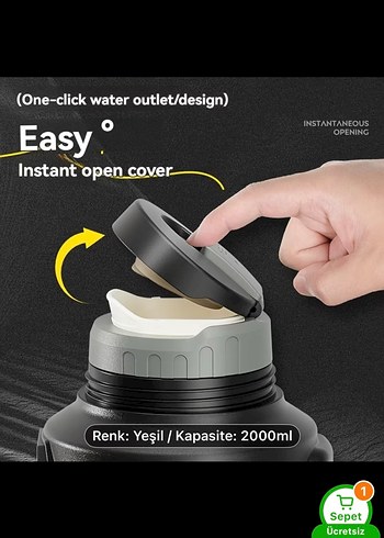 2000 ml Haki Renkli Termos - NRMEI - Görsel 7