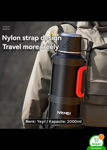 2000 ml Haki Renkli Termos - NRMEI - Görsel 4