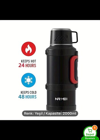 2000 ml Haki Renkli Termos - NRMEI - Görsel 5