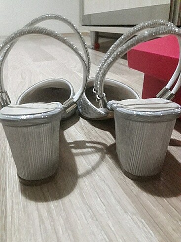 40 Beden gri Renk Abiye topuklu ayakkabı