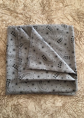 Gri Desenli Bohem Kadın eşarp - Görsel 2