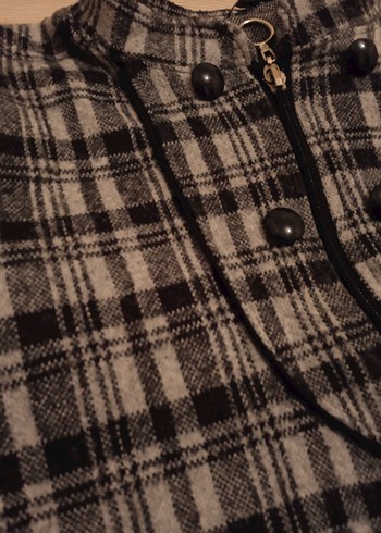 Düğmeli Gri kadın kaban - Görsel 4