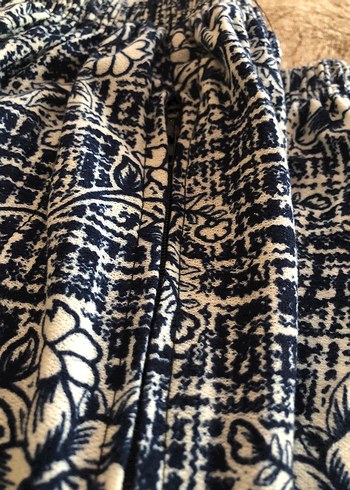 Bohem Tarzı Rahat Mavi Kadın Pantolon - Görsel 3