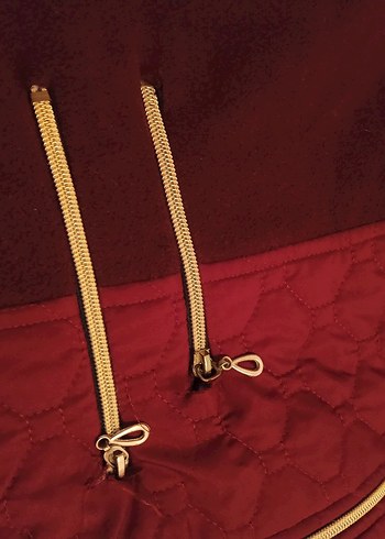 Bordo Uzun mont Fermuarlı - Görsel 3