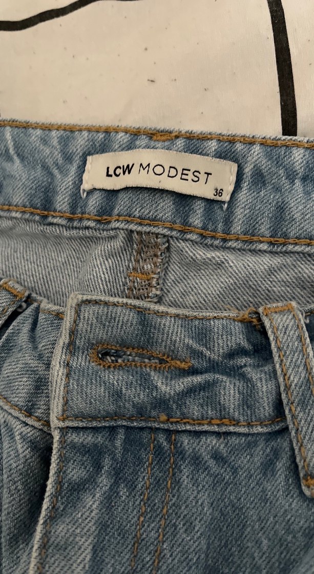 Gri Mavi Geniş Paça Midi Denim Kadın Pantolon - Görsel 2