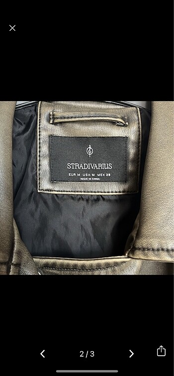 m Beden Stradivarius haki deri ceket