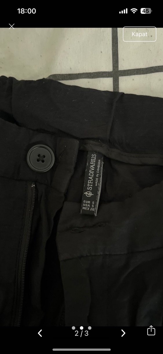 Siyah Kadın Keten Geniş Paça Pantolon - Görsel 2