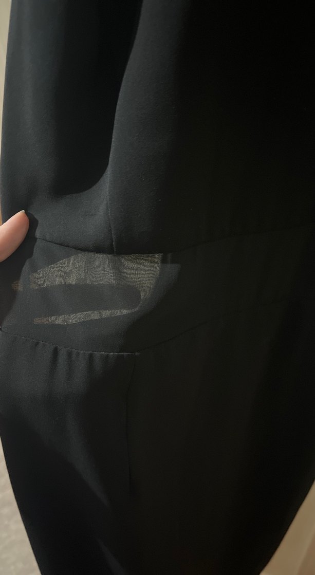 Beli tül detaylı Siyah Midi Kadın Elbise - Görsel 2