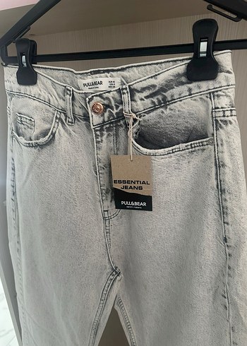Gri Denim Düğmeli Rahat Kesim Kadın Jean - Görsel 4