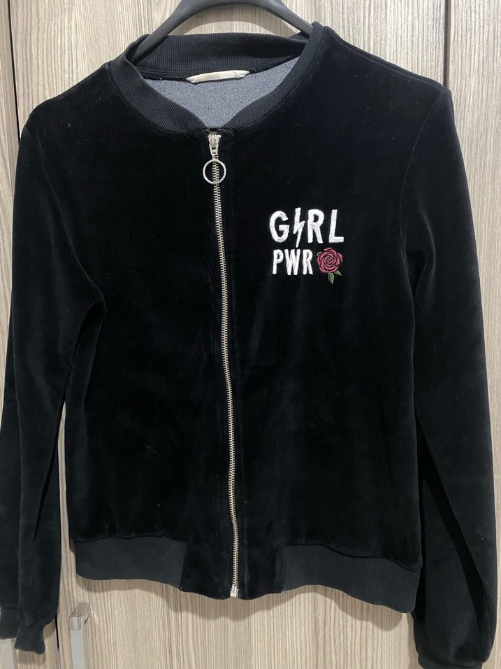 Kadın Siyah Fermuarlı hırka - Görsel 2