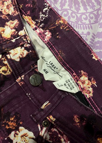 Çiçek Desenli Mor Kadın Kumaş Pantolon - Görsel 5