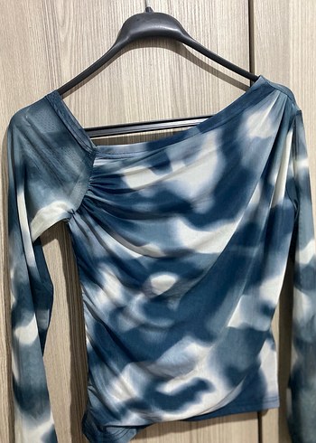 Kadın Mavi Batik Desenli Uzun Kollu Bluz - Görsel 2