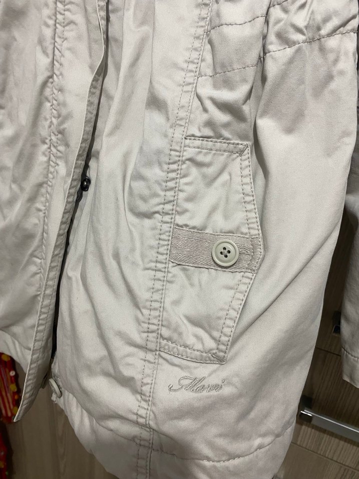 Düğmeli Bej Kadın Midi Ceket - Görsel 4