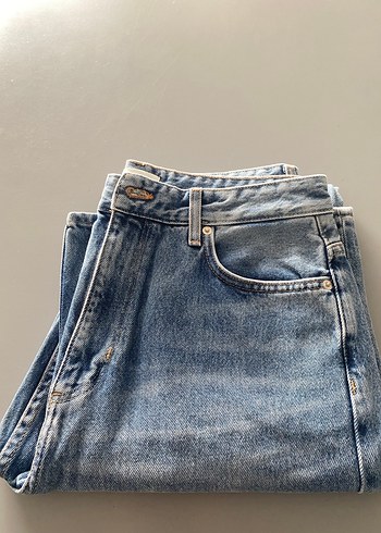 Düğmeli Mavi Kadın Kot Pantolon - Görsel 7