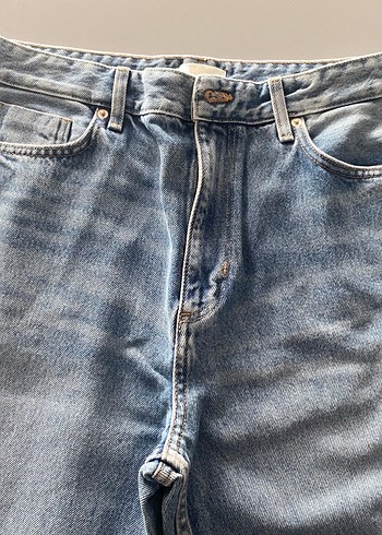 Düğmeli Mavi Kadın Kot Pantolon - Görsel 2