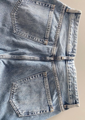 Düğmeli Mavi Kadın Kot Pantolon - Görsel 5