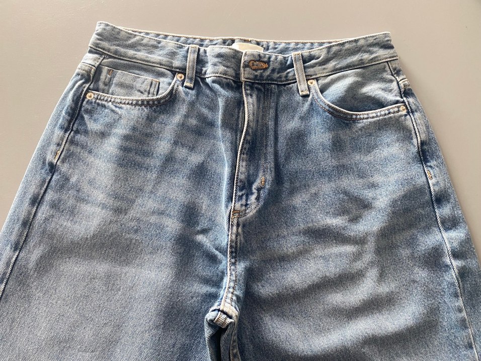 Düğmeli Mavi Kadın Kot Pantolon - Görsel 2