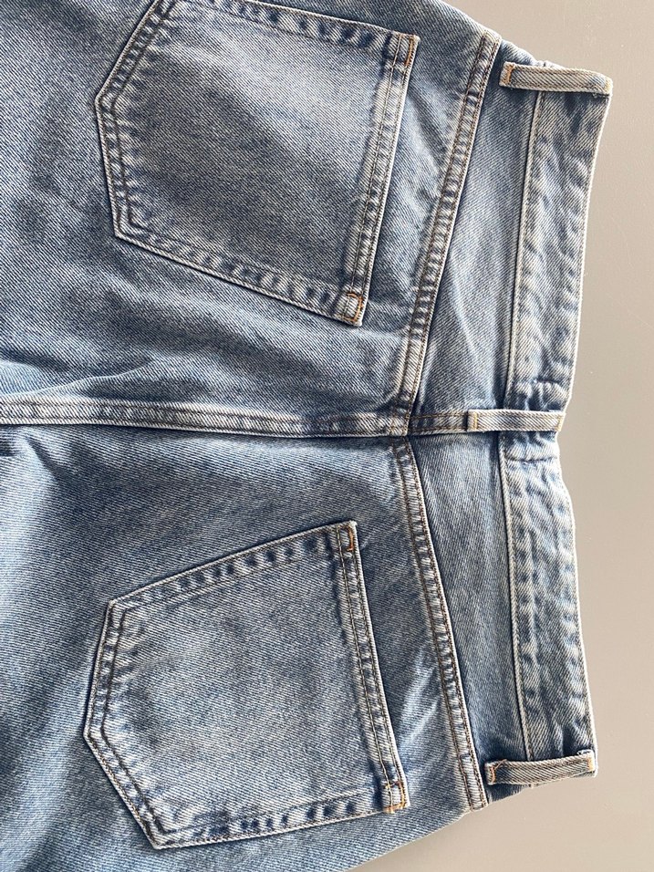 Düğmeli Mavi Kadın Kot Pantolon - Görsel 5